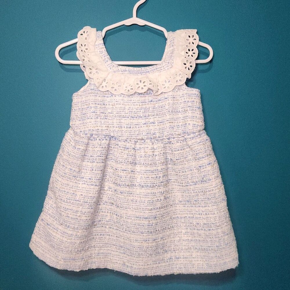 Janie and Jack Boucle Sleeveless Easter Dress | 12-18 Months Eyelet Trim |